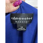 Connected Apparel Connected Blue/White Polka‎ Dot Midi Dress Size 14 Straps Gathered Wrap Skirt Photo 2