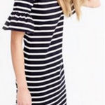 J.Crew‎ Ruffled Bell Sleeve Shift Dress in Black & White Stripes 100% Cotton, XS Photo 0