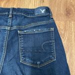 American Eagle  Women Hi-Rise Shortie Blue Jean Shorts Dark Wash Raw Hem Cuff 6 Photo 2