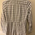 Anthropologie 11-1-Tylho  Women’s Peplum Buffalo Plaid Button Down Shirt Grey/Whi Photo 2