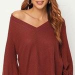 SheIn V-neck Bishop Sleeve Solid Sweater  Photo 0