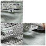 St. John Collection Tweed Knit Blazer Jacket Blue Size 12 zip formal luxury Photo 5