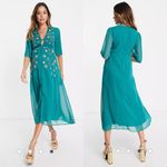 Hope & Ivy Rhea Maternity Embellished Beaded Star Midi Tea Dress Photo 2