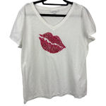 Style & Co Women’s  Size XL White Short Sleeve Shirt with Red Lips Design Photo 0