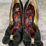 Shiekh  Black and Gold Velvet Heels - Size 9 Photo 2