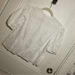 White Puff Sleeve Bow Peplum Top Sz Small Photo 6