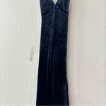Neon Blonde Navy Blue Velvet Velour Maxi Criss Cross Open Back Dress Small Photo 6