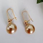 Champagne Pearl Drop Earrings Gold Filled Photo 0