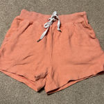 Aerie  Coral High Waisted 100% Cotton Ribbed Lounge Shorts Size S Photo 0