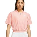 Nike Women's Air Pique Crop Polo Top Shirt in Light Blush Pink Size XL Photo 0