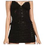 For Love & Lemons Sophie Eyelet Black Bustier Open Back Fitted Dress Size Small Photo 6