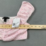Forever 21 NWT  Crop Top M Womens Floral Print Pink White Ruffle Sleeve Knit Puff Photo 4