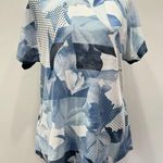 Chico's Chico’s Blue Mixed Dot Print Floral Front Short Dolman Sleeve Tee Size 1/Medium Photo 0