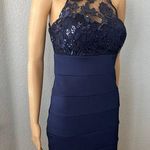 My Michelle Cocktail/prom navy blue sequin and lace Women's size 3 Photo 0