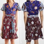 Diane Von Furstenberg DVF  Flutter Wrap Dress Silk Crepe Floral Patchwork Boho Photo 1