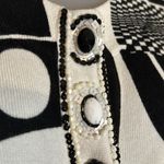 Berek Vintage 1990s Y2K Bl;ack White Geometric Shapes Cardigan Sweater Large Black Photo 7