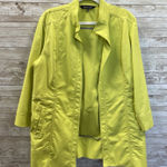 Ming Wang  Womens L Jacket Green Coat Open Front 3/4 Sleeves Back Adjustable Belt Photo 0