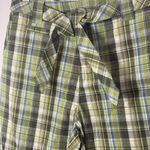 White Stag Golf Casual Pants Womens 10 Plaid Green Stretch Slash Pockets Flat Front Capri Photo 2