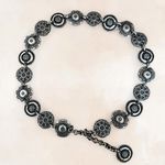 Vintage Silver Tone Metal Circle Medallion Coin Chain Belt Photo 0