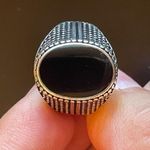 Casual black obsidian S925 silver ring size 8.75 Photo 4