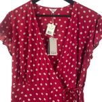 Rails Koreen Wrap Dress Women's L Red Wildflower Floral Short Sleeve Ruffle Hem Photo 2