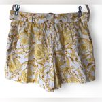 Maison d'Amelie Women’s Shorts Yellow Floral Raffia Belt Linen Blend Size 12 Photo 1
