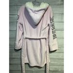 PINK Victoria's Secret Fleece Robe Size XS/S Pink Bling Belted Sherpa Hood Photo 2