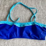 Venus Bright Blue Turquoise Strapless Strappy Back Bikini Top Size 14 Large Photo 0