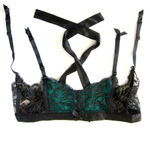 Victoria's Secret  Vintage 2012 Green / Black / Gold Satin Lace Garter Belt Photo 4
