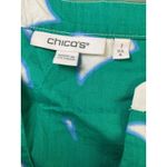 Chico's Tiered Dress Puff Sleeve V-Neck Green White Leaf Print Summer Casual Cute size 8 Photo 9