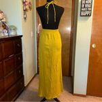 New Mission yellow backless halter dress size S crinkle cotton multiple slits Photo 2