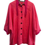 Vtg Version7 100% Linen Lagenlook Jacket Coral Pink Boxy Oversized XL USA Made Photo 0