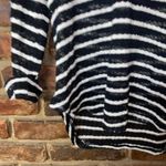 Splendid Black & White Loose Open Knit 3/4 Sleeve High Low Top Women's Size XS Photo 2