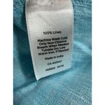 Talbots Women Blue Linen Pintuck Popover Tunic Shirt XL Roll Tab Sleeve V-Neck Photo 3