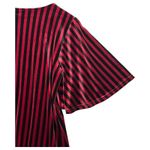 Modcloth  Dress Womens Medium Red Black Striped V Neck Flutter Sleeve Velvet Photo 11