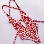 Sexy Red Leopard Print One Piece Swimsuit Size M Photo 1