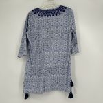 Solitaire  Swim Cover Up Tunic Boho Blue Embroidered Beaded Tassels Size M Photo 6