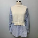 ZARA NEW WOMAN CONTRAST KNIT SHIRT SWEATER ECRU BLUE XS-S ref 3991/027 Photo 1