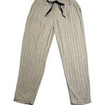 Common Sense Stripe Linen Blend Ankle Pants Size Medium Coastal Beach Neutral Tan Photo 0