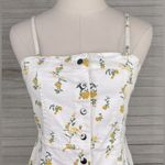 Rue 21  Mini Denim Sundress Sleeveless Snap Front White/Yellow Floral-Small Photo 1