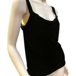 Johnny Was Jason Wu Collection Black Drape Scoop Neck Velvet like Sleeveless Top Medium Photo 8