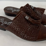 Brighton  Idol Woven Leather Tassel Mules in Brown Size 8 Photo 0