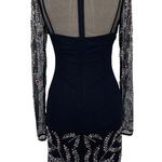 AQUA Floral Sequin Mesh Overlay Long Sleeve Mini Dress Size 2 Black Photo 7