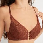 Aerie Real Power Plunge Push Up Paisley Lace Bra Photo 0