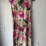 Bahama Beach Medium Vintage 90s Vacation Floral Tropical Full Button Midi Dress‎ Photo 4