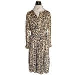 J.Crew Dress Sz 8 Long Sleeve Leopard Animal Print Safari Safari Chic Boho Fall Photo 1