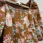Bohme  Floral Brown Puff Sleeve Top Sz S Photo 1