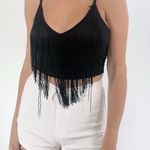 SheIn Women’s Black Fringe V-neckline Western Tank Top Size Small Photo 0