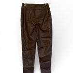 Bar III  Women’s  Faux Leather Brown Pants Size 4 High Rise Button Front  Pockets Photo 1