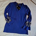 Jean Bourget Royal Blue Blouse with Beaded Cuffs Size M Photo 2